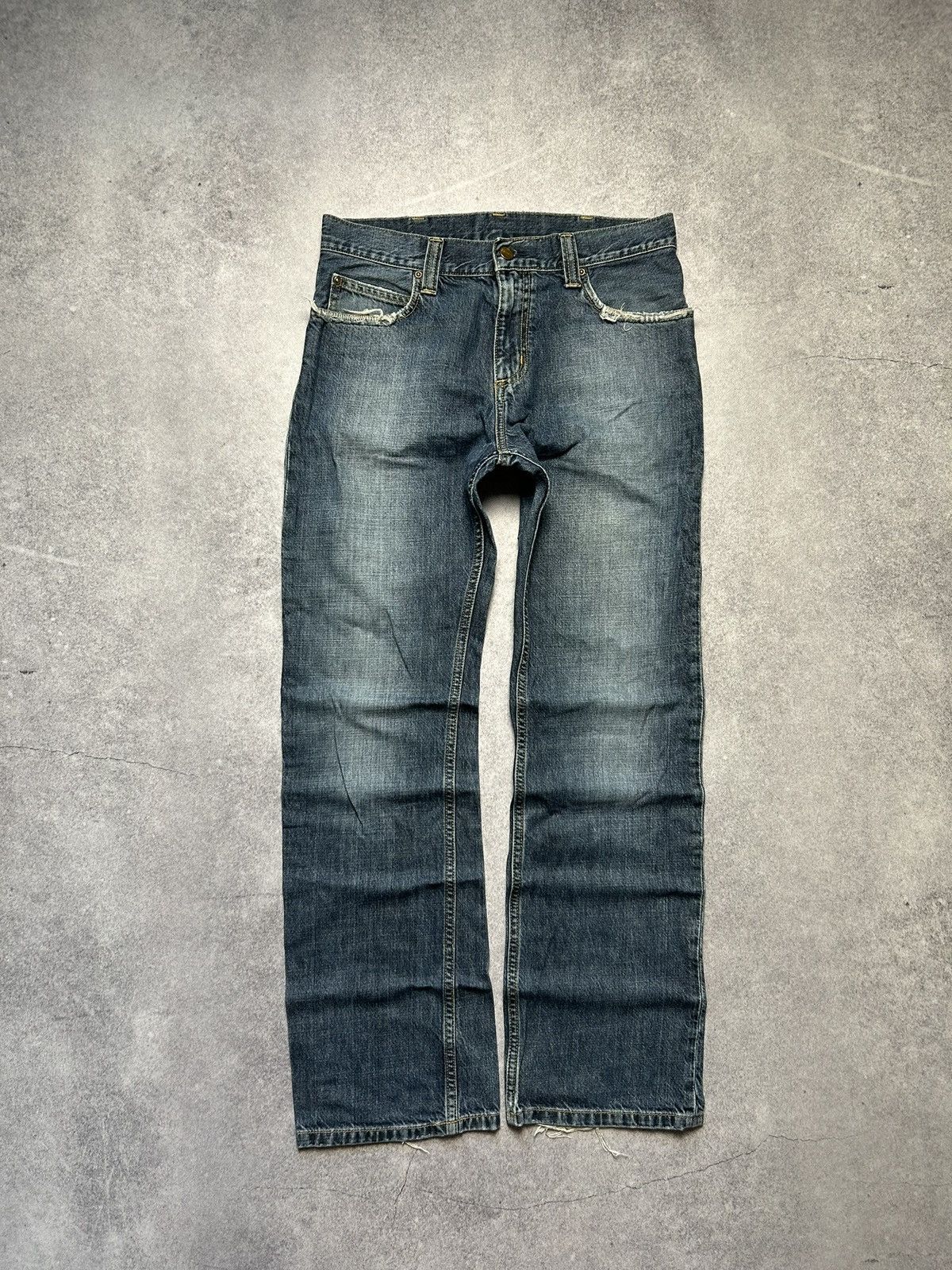 Carhartt Vintage 00s Carhartt Blue Denim Distressed Rockin Pant Jeans Size US 30 / EU 46 - 2 Thumbnail