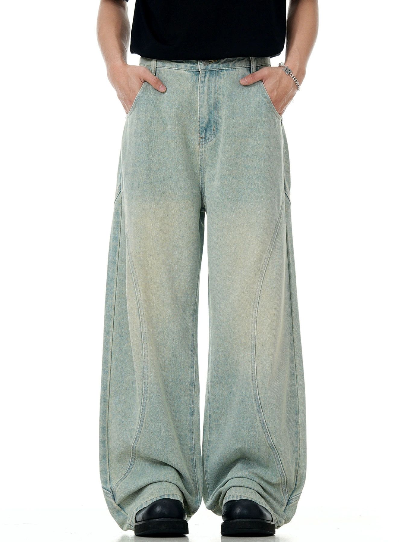 Japanese Brand American men's washed straight loose wide-leg casual jeans Size US 32 / EU 48 - 1 Thumbnail