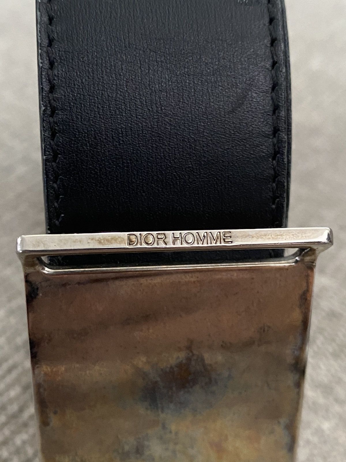 Dior AW06 "These Gray Days" Silver Plate Buckle Leather Belt Size 32 - 4 Thumbnail