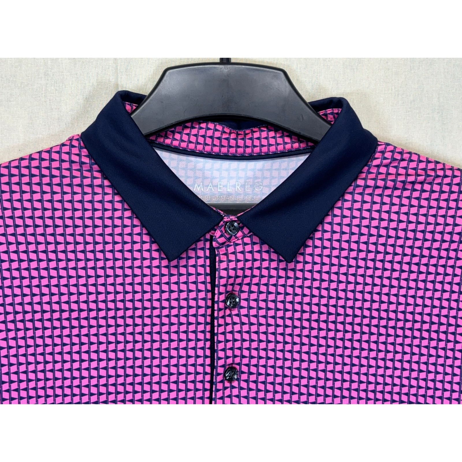 The Unbranded Brand MAELREG Men’s Performance Polo Pink Navy Golf Shirt XL Size US L / EU 52-54 / 3 - 7 Thumbnail