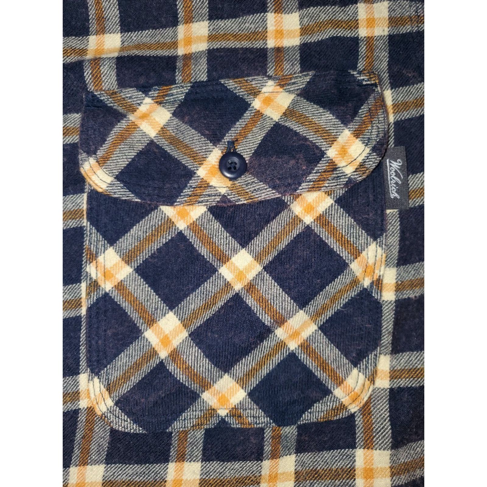 Vintage VINTAGE Woolrich Plaid FLANNEL Shirt Yellow/Navy Blue Check Long Sleeve Mens M Size US M / EU 48-50 / 2 - 5 Thumbnail