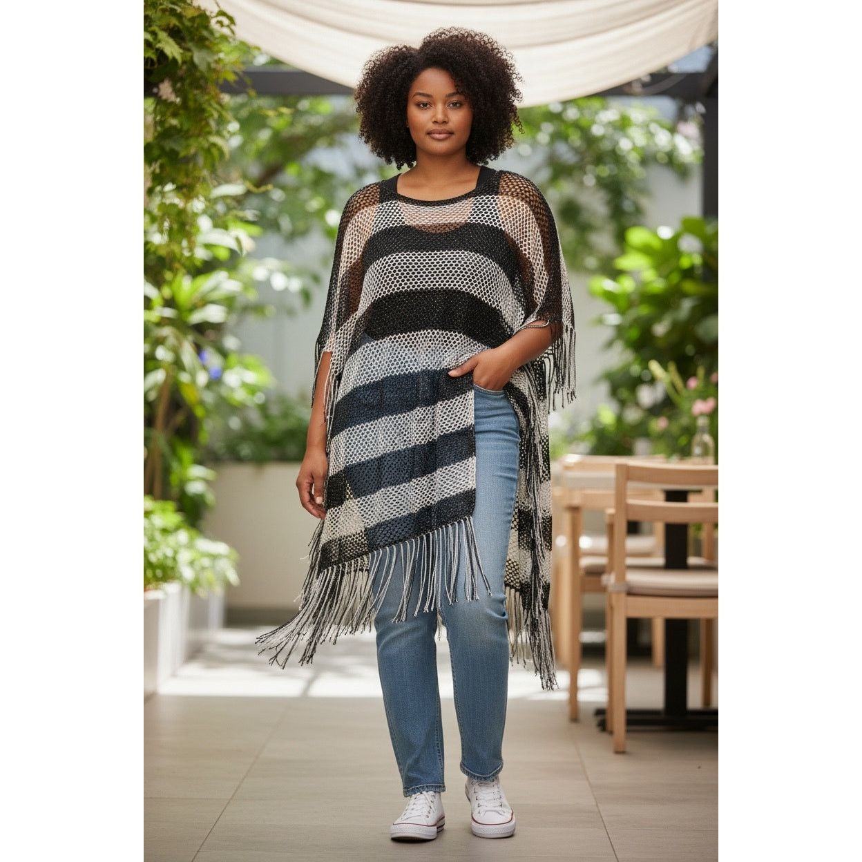 Other Fishnet Metalic Poncho Swimsuit Coverup 2X Size XXL / US 16-18 / IT 52-54 - 1 Thumbnail