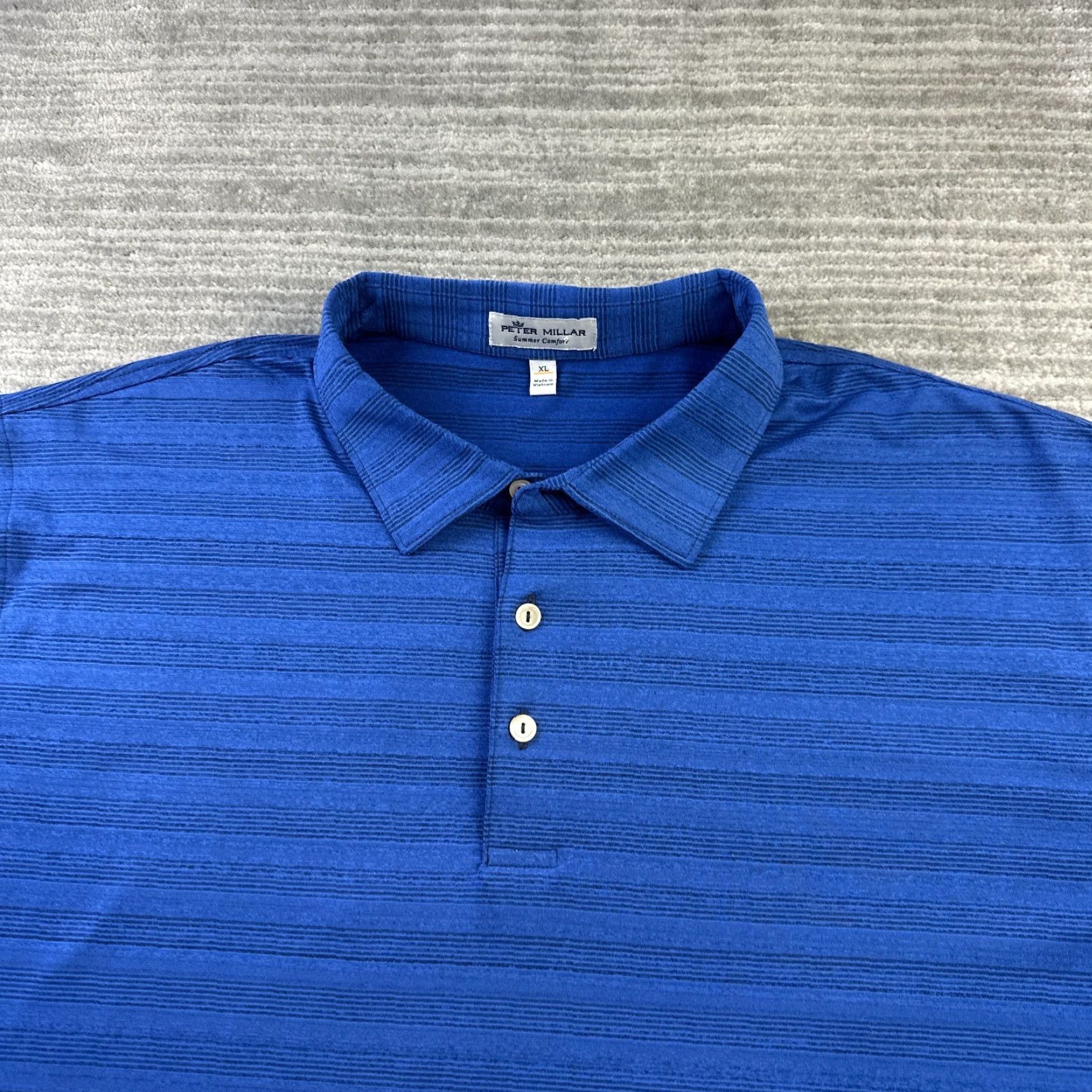 Peter Millar Peter Millar Polo Shirt Mens XL Blue Striped Polo Shirt Summer Comfort Casual Golf Size US XL / EU 56 / 4 - 3 Thumbnail