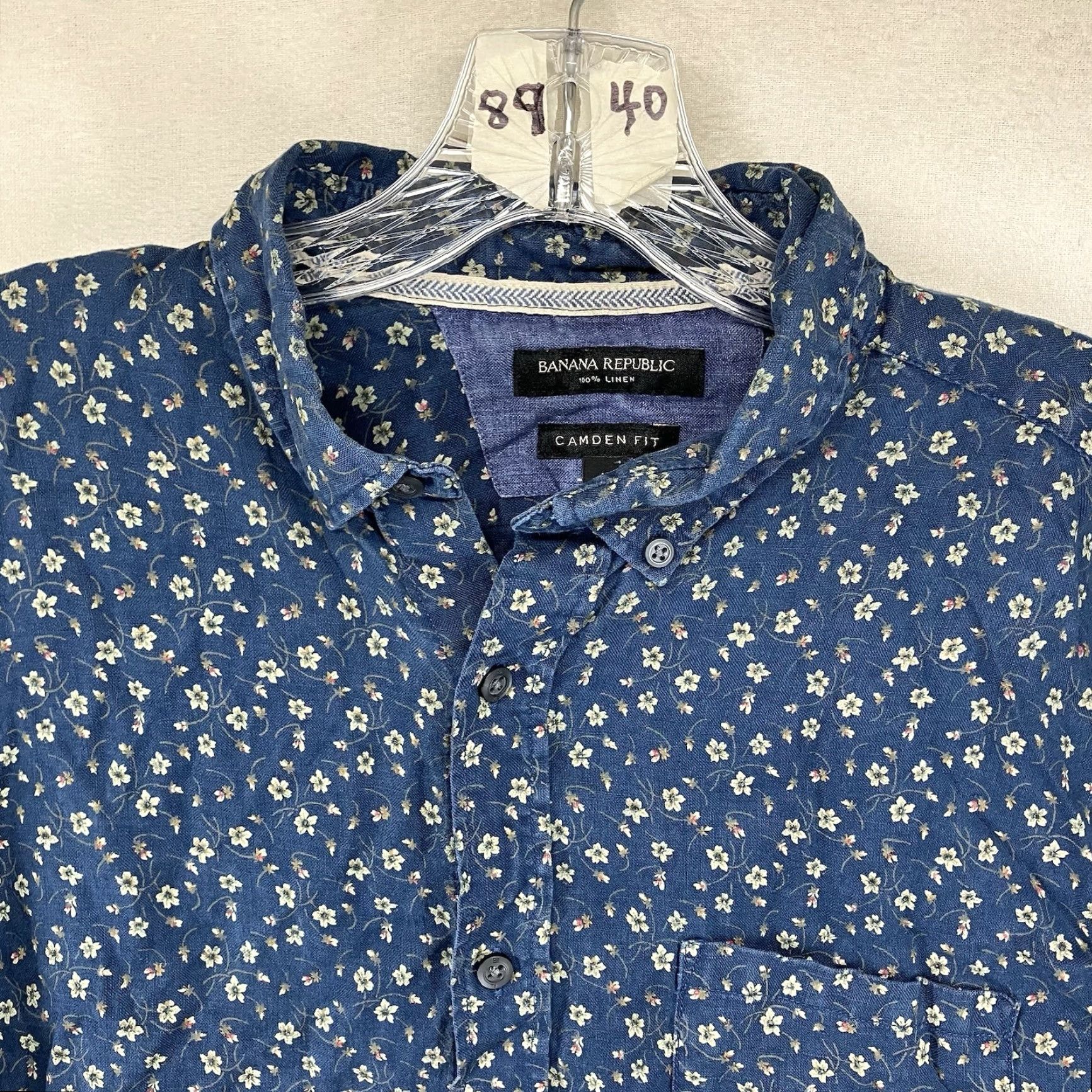 Banana Republic Banana Republic Shirt Linen Floral Button-Up Mens L Blue 90s Flower Beach Art Casual Size US L / EU 52-54 / 3 - 4 Thumbnail