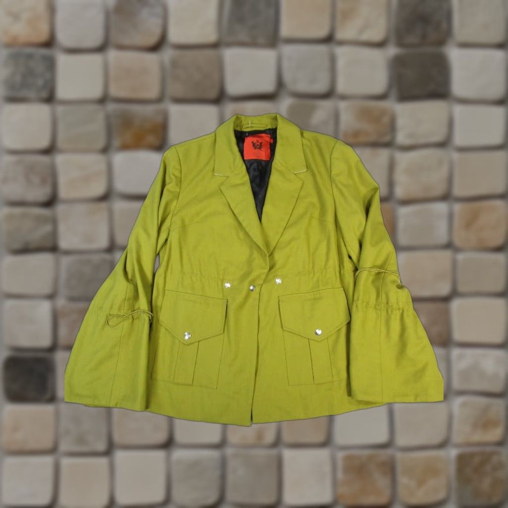 Thebe Magugu VINTAGE Thebe Magugu Wool Jacket Womens Medium Green Solid Mid-Length Long Sleeve Button Closure Fall Womens Size M / US 6-8 / IT 42-44 - 1 Thumbnail
