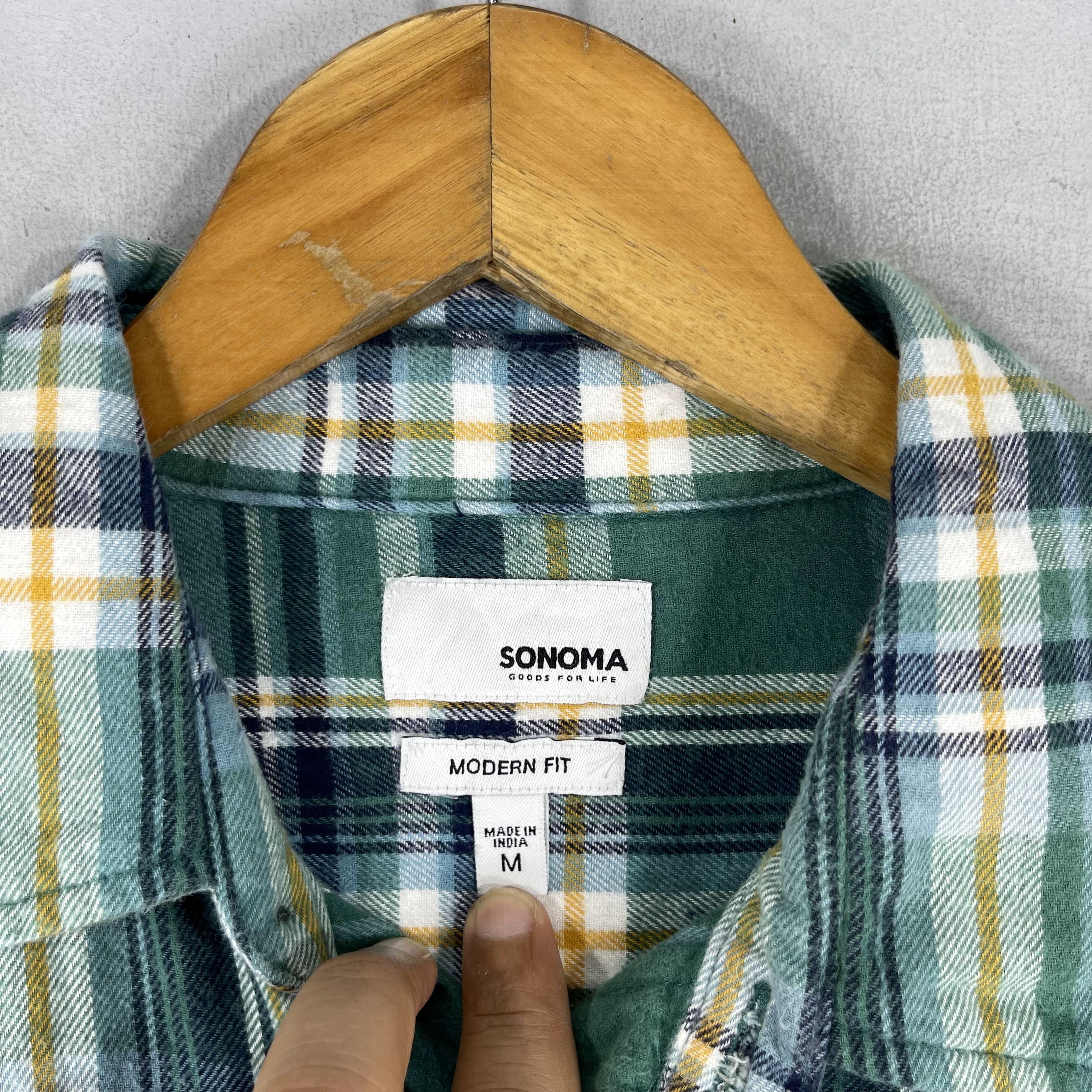 Flannel × Sonoma Vintage SONOMA Plaid Checkered Green Flannel Button Up Size US M / EU 48-50 / 2 - 4 Thumbnail