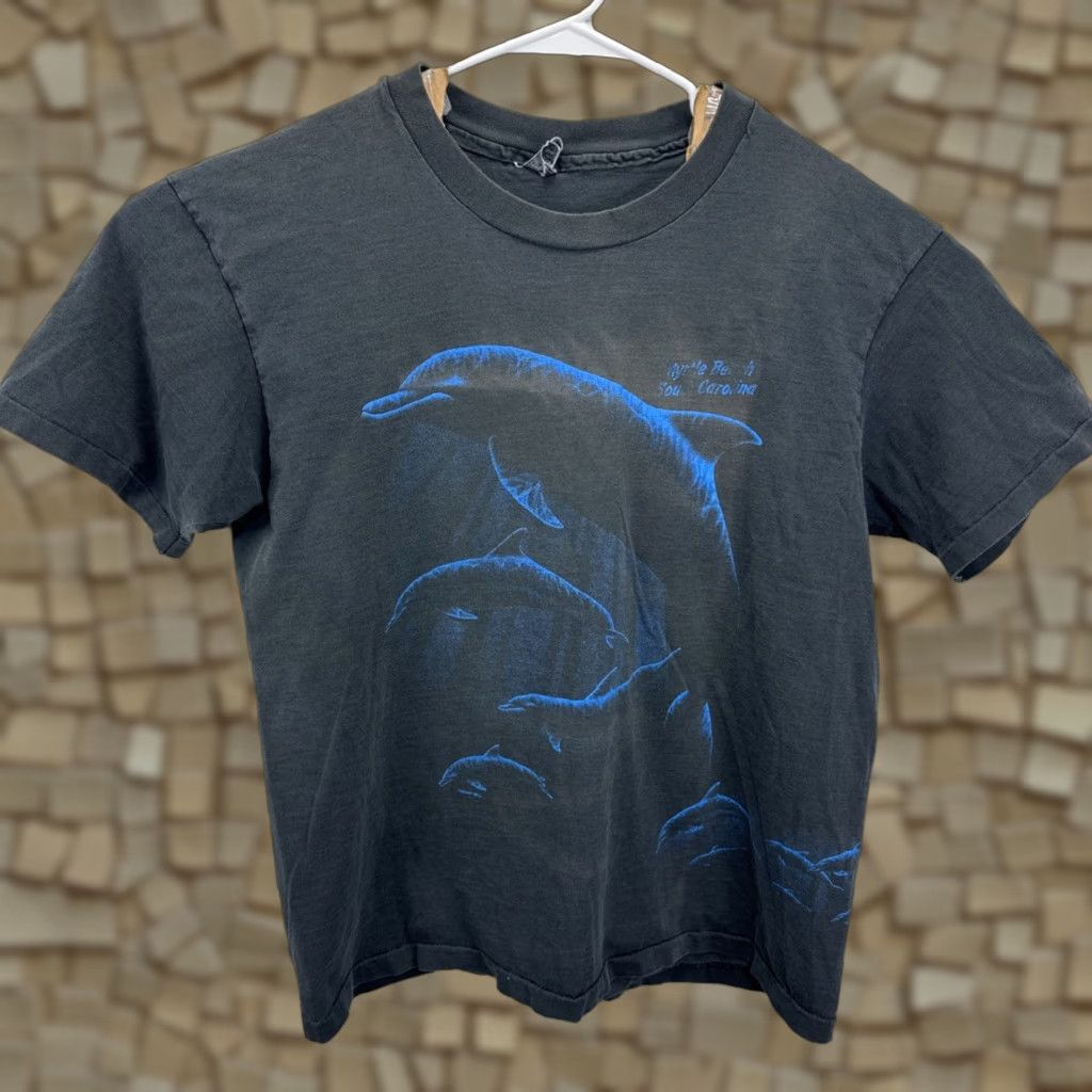 Vintage VINTAGE Myrtle Beach USA 90s Dolphin T-Shirt Large Black Cotton Crew Neck Short Sleeve Men Shirt Size US L / EU 52-54 / 3 - 1 Thumbnail