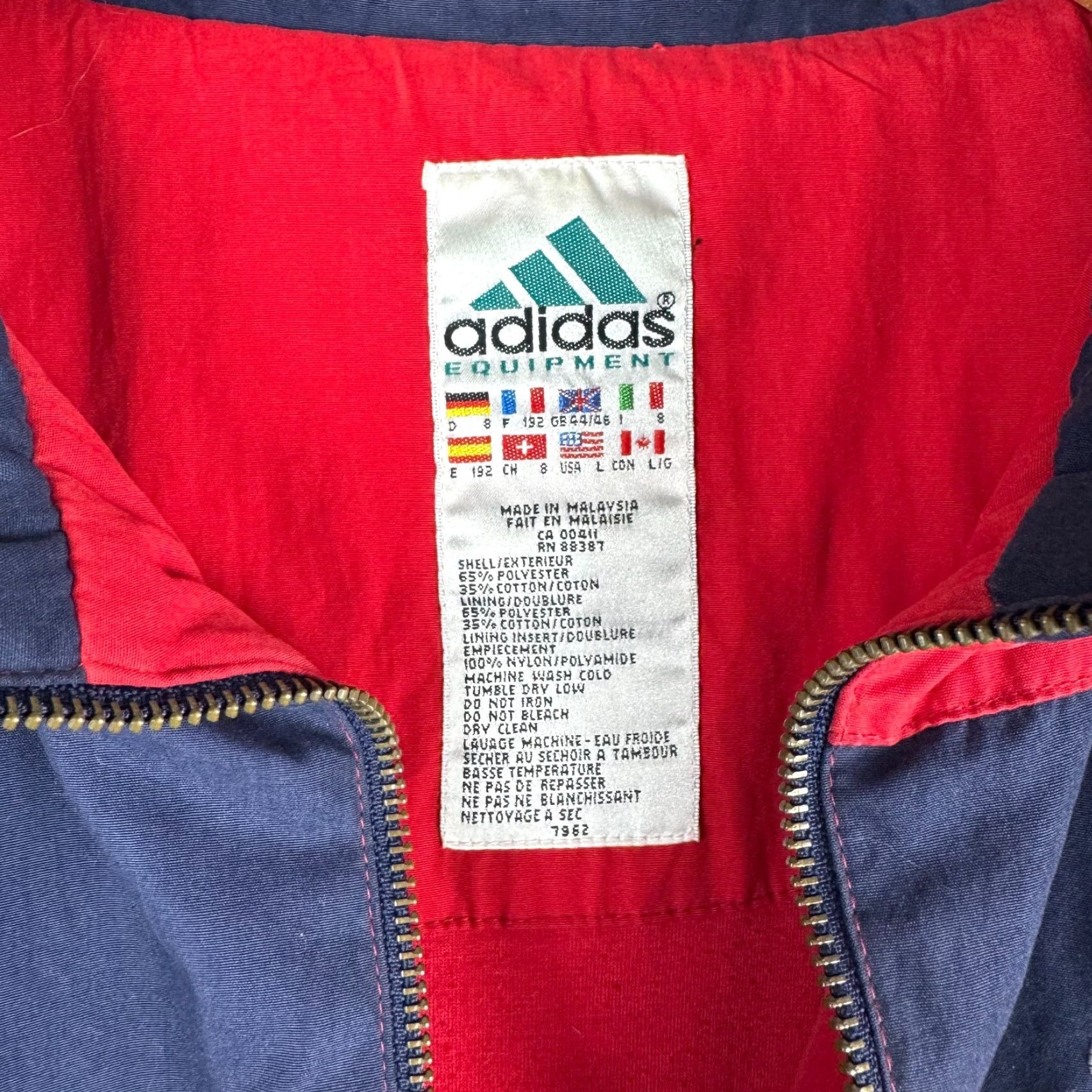 Adidas VINTAGE adidas Equipment Mens L Stripe Zip Jacket Embroidered Logo RARE Size US L / EU 52-54 / 3 - 4 Thumbnail