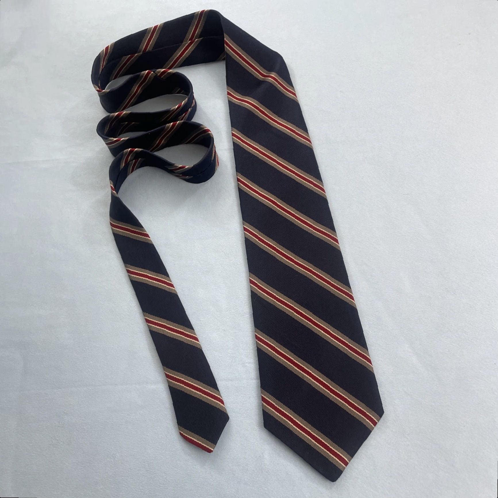 Stafford VINTAGE Stafford Silk Wide Striped Necktie 90s Men Repp Blue Red Silver Gray Read 4x58 Tie Size ONE SIZE - 3 Thumbnail