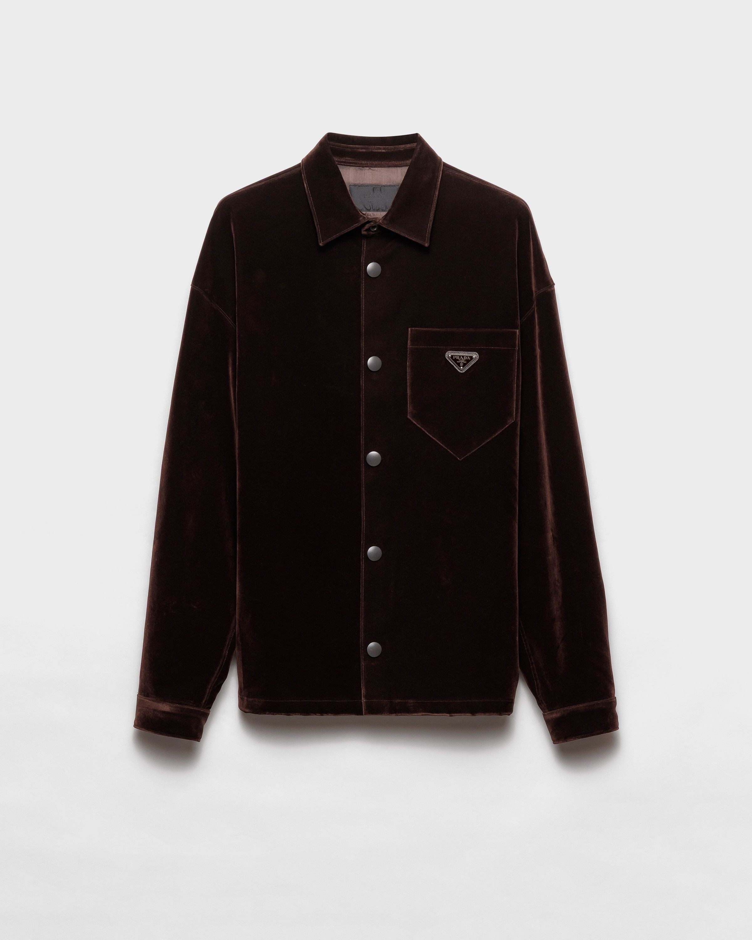 Prada o1bcso1str1025 Velvet Denim Shirt in Brown Size US L / EU 52-54 / 3 - 1 Thumbnail