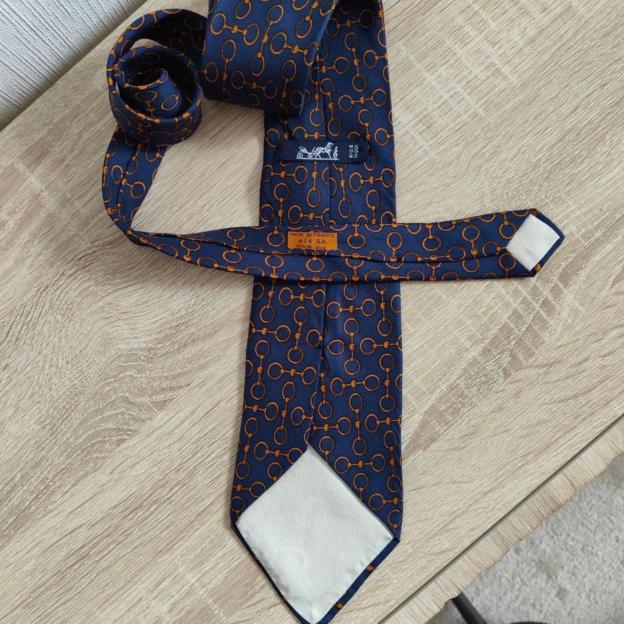 Hermes Hermes Paris Silk Tie 614 SA Chain Blue Vintage Size ONE SIZE - 4 Thumbnail