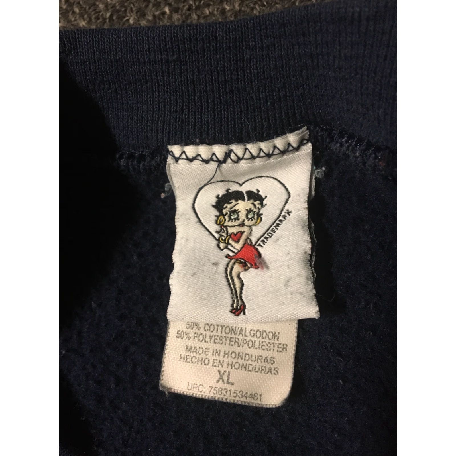 Vintage VINTAGE Betty Boop You Go Girl Sweatshirt XL Cartoon Hip Hop Retro Rap TV Movie 90s Men Blue Hoodie Pullover 80s 90s USA Disney Basketball | Mens Size US XL / EU 56 / 4 - 6 Thumbnail