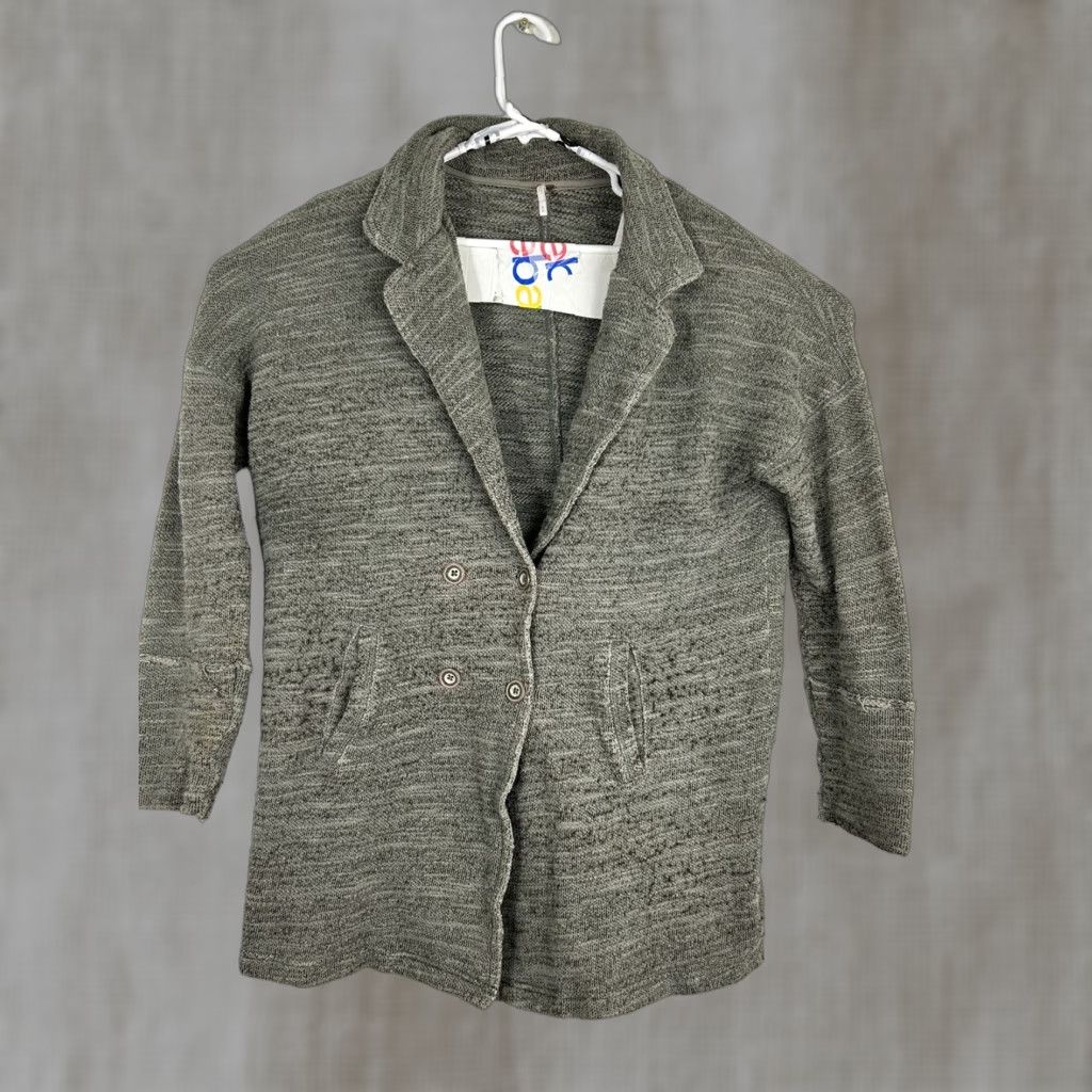 Free People Free People cardigan Womens Medium Gray cotton blend collared button pockets sweater Size M / US 6-8 / IT 42-44 - 1 Thumbnail