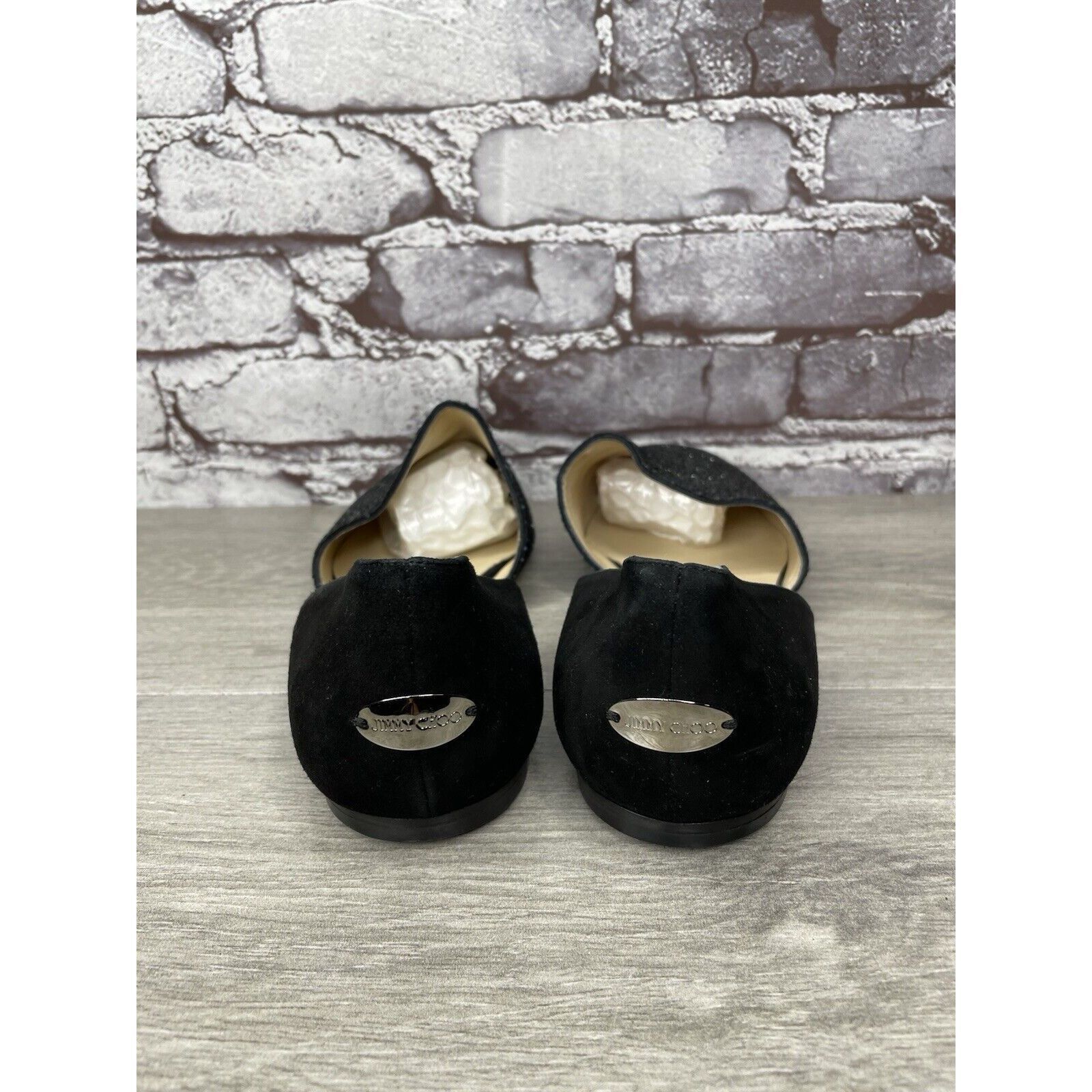 Jimmy Choo Jimmy Choo London Black Suede Leather Sparkle D’ Orsay Flats Size US 11 / IT 41 - 5 Thumbnail