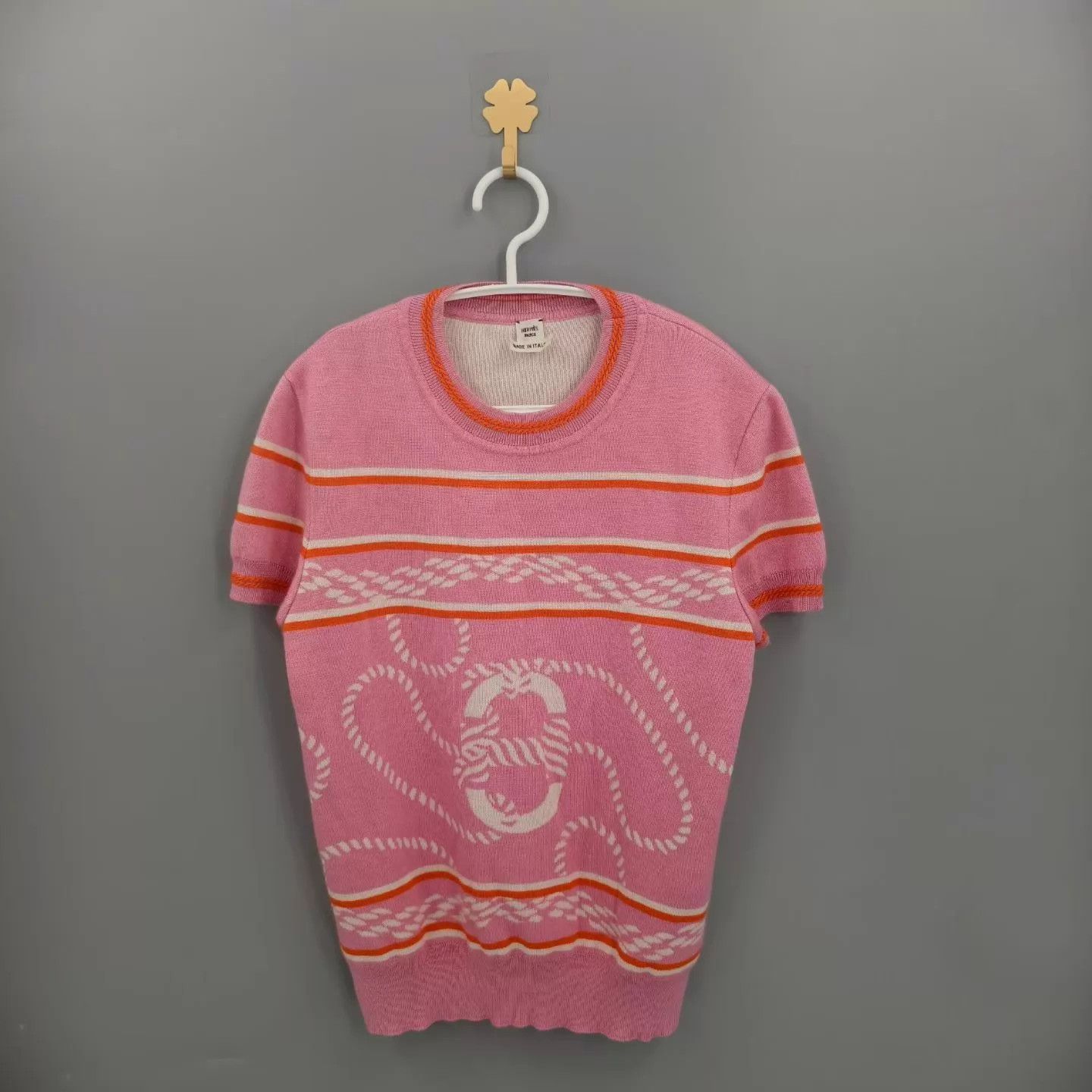 Hermes Hermes Pink Pig Nose Knit Short Sleeve Tee 40 Size M / US 6-8 / IT 42-44 - 1 Thumbnail