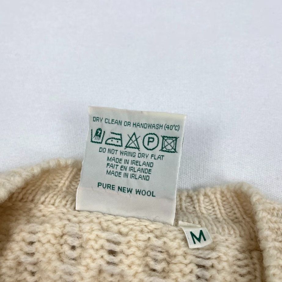 Vintage Gaeltarra Cardigan Sweater Womens M Oversized Cream Beige New Wool Cable Knit Size M / US 6-8 / IT 42-44 - 3 Thumbnail