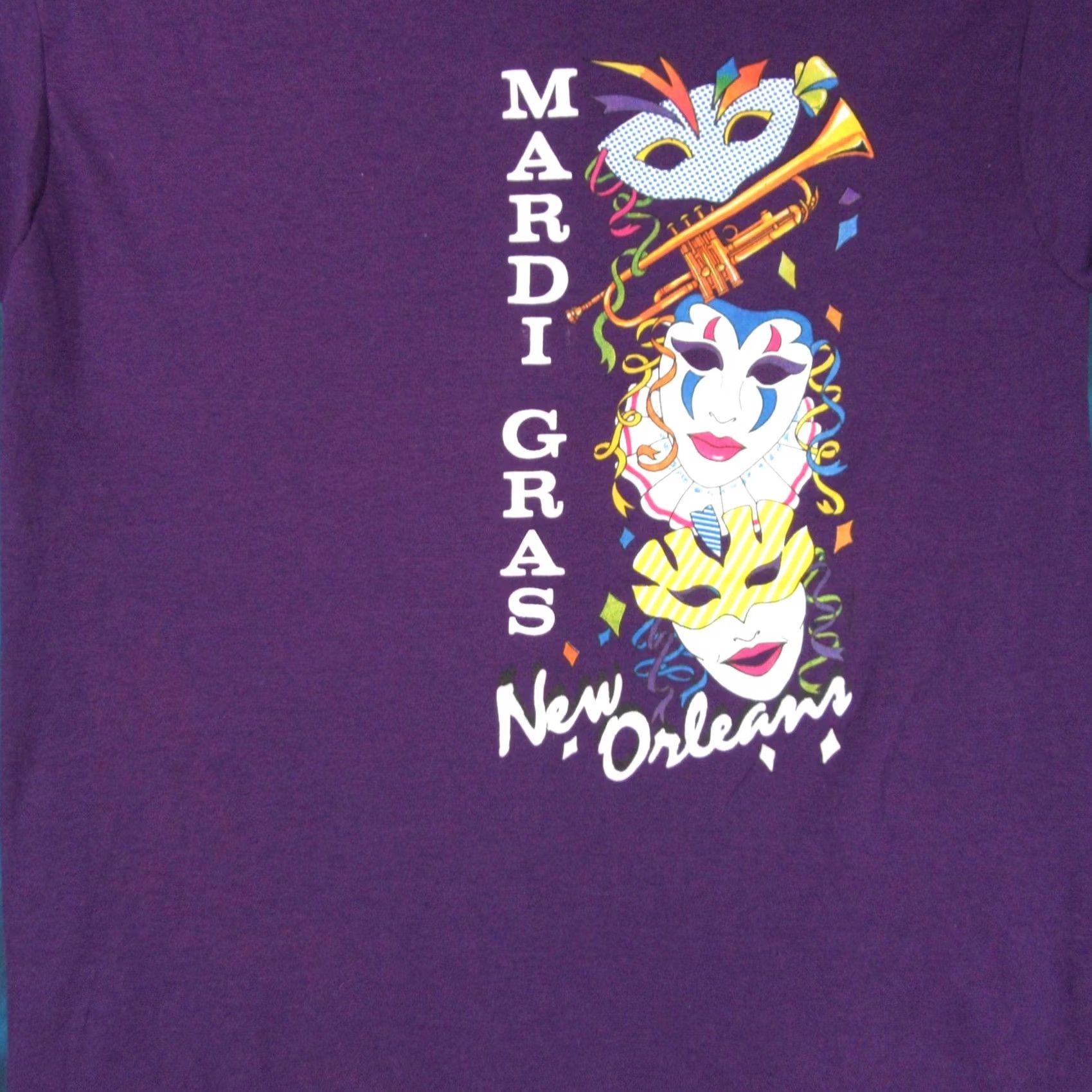 Vintage VINTAGE New Orleans Mardi Gras Paper Thin T-Shirt M/L Jazz Single Stitch Shirt Mens XS? Size US M / EU 48-50 / 2 - 4 Thumbnail