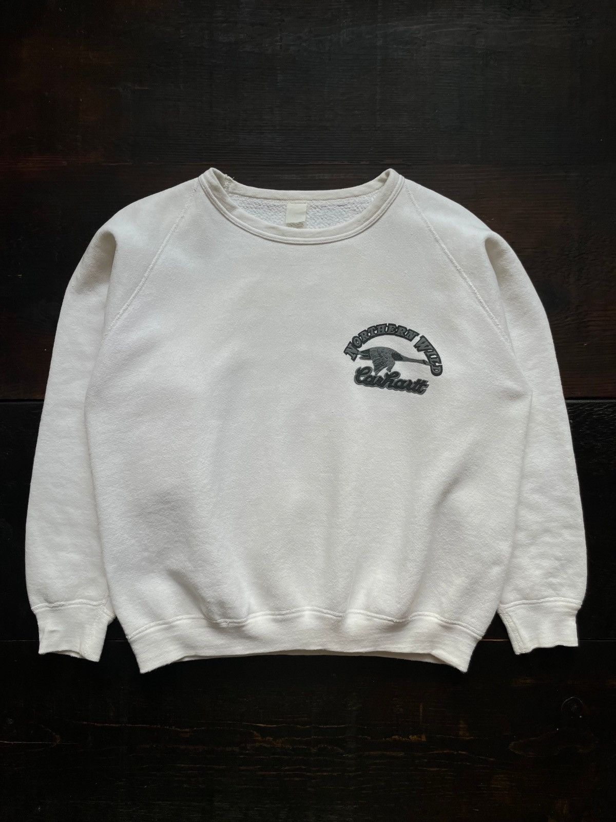 image of 70's Carhartt Northern Wild Crewneck in White, Men's (Size Medium)