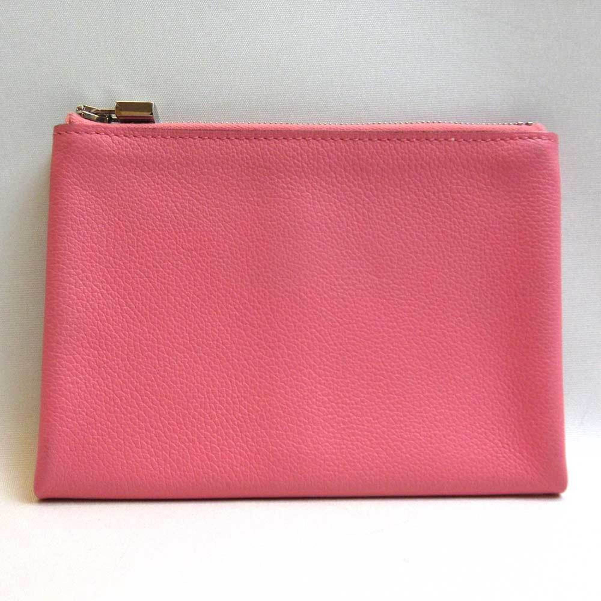 image of Hermes Wallet Atto 14 Pm Pink Pouch Coin Case Ever Color Women's Leather in Black