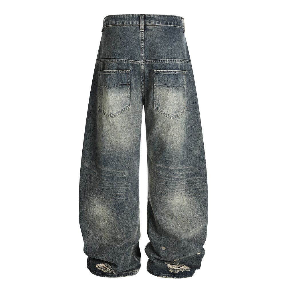 Japanese Brand × Jean Men's loose wide-leg punk washed ripped scimitar jeans Size US 32 / EU 48 - 3 Thumbnail