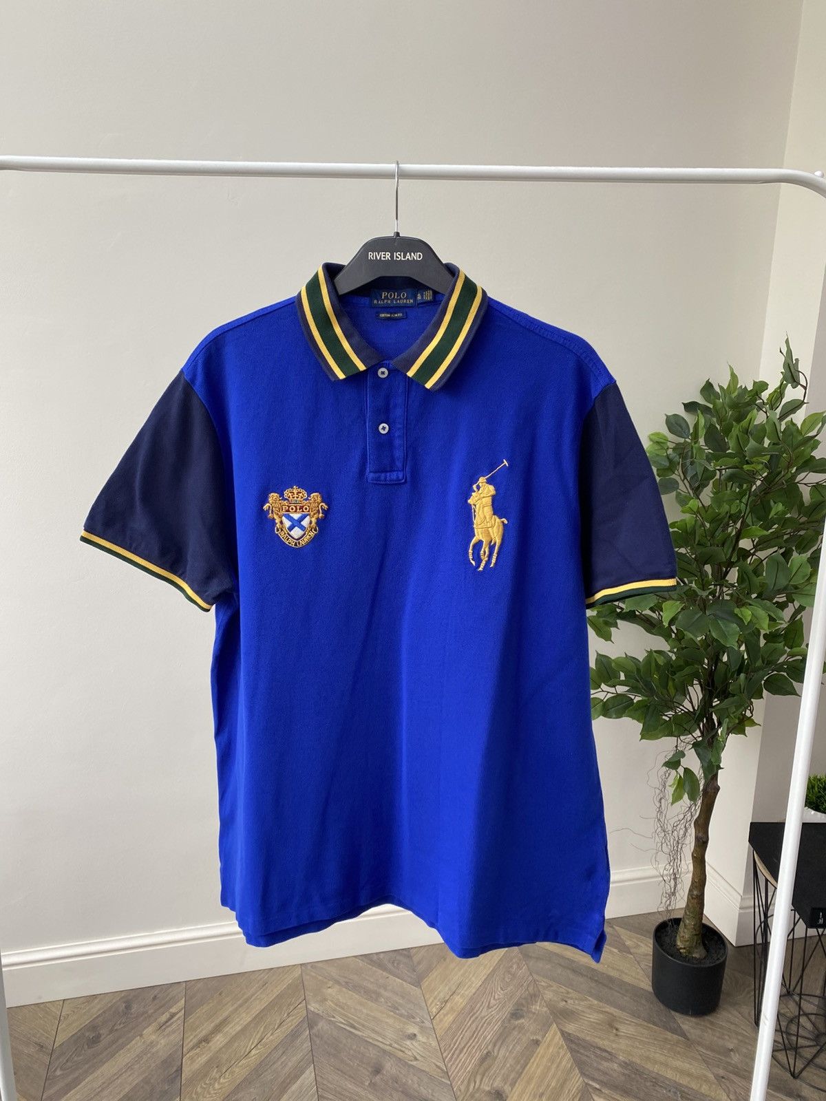 Polo Ralph Lauren × Vintage Vintage Polo Ralph Lauren Gold Big Pony Blue Polo T-Shirt Size US L / EU 52-54 / 3 - 2 Thumbnail