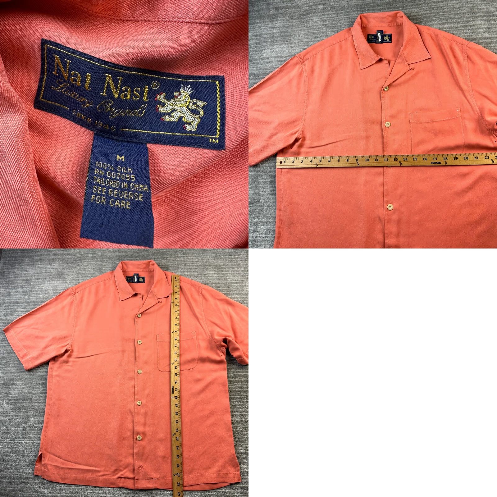 Nat Nast Nat Nast Shirt Mens Medium Orange Silk Camp Casual Bowling Size US M / EU 48-50 / 2 - 8 Thumbnail