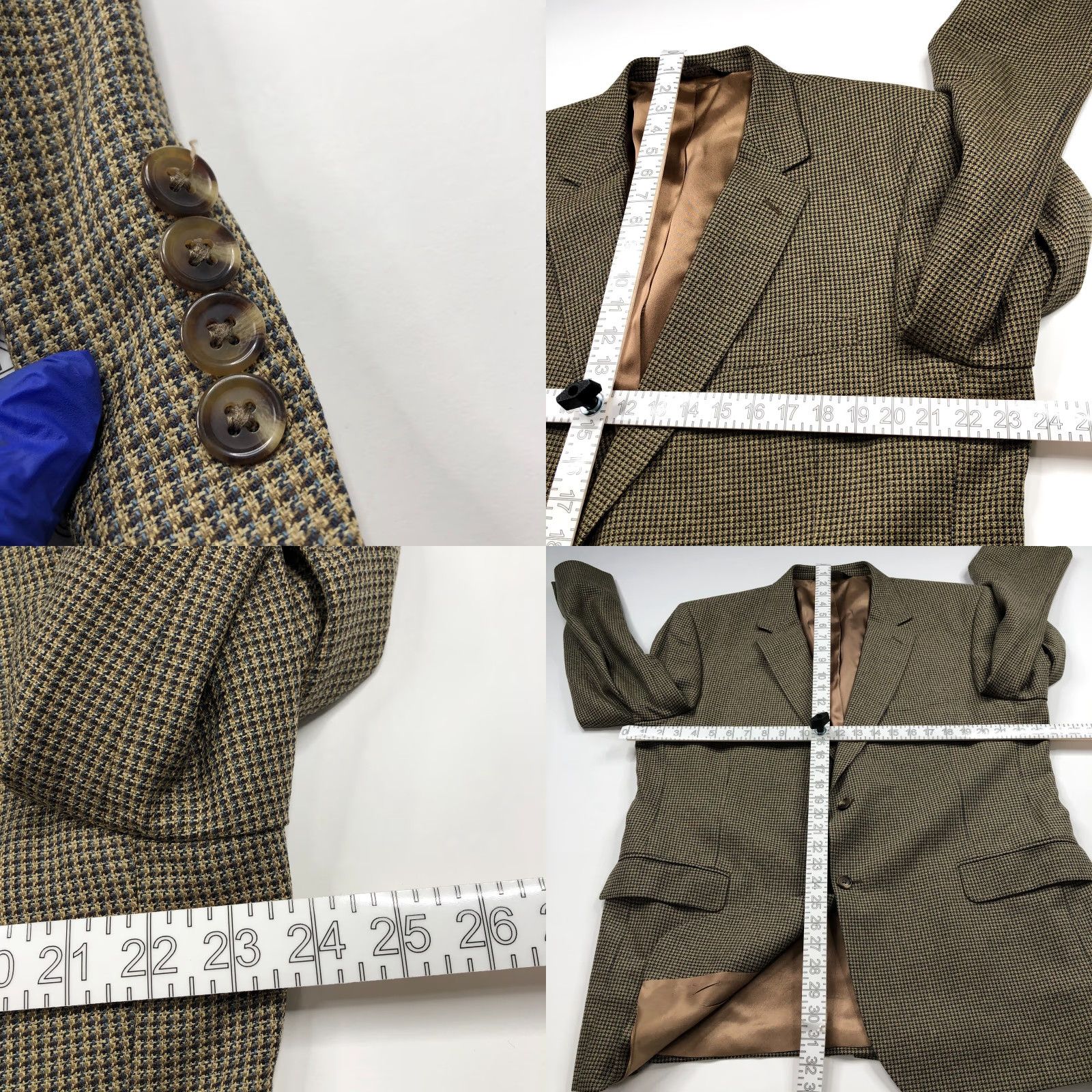 Jos. A. Bank Jos. A. Bank Sport Coat Jacket 46R Silk Wool Blend Notch Lapel Houndstooth Brown Blue Regular Mens Jacket Size US S / EU 44-46 / 1 - 8 Thumbnail