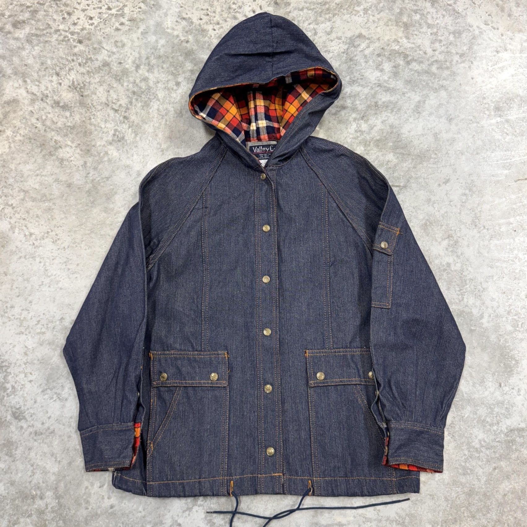 CO Vally Co Jacket Mens L Blue Hooded Denim Flannel Lined Chore Coat Workwear Size US L / EU 52-54 / 3 - 2 Thumbnail