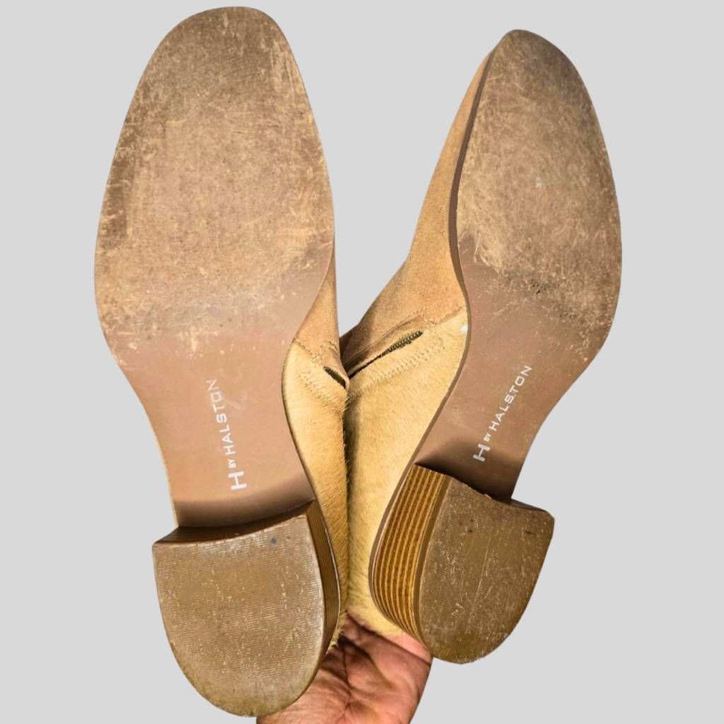 Halston H by Halston Lana Tan Suede Calf Hair Ankle Boots Women's 8. Size US 8.5 / IT 38.5 - 5 Thumbnail