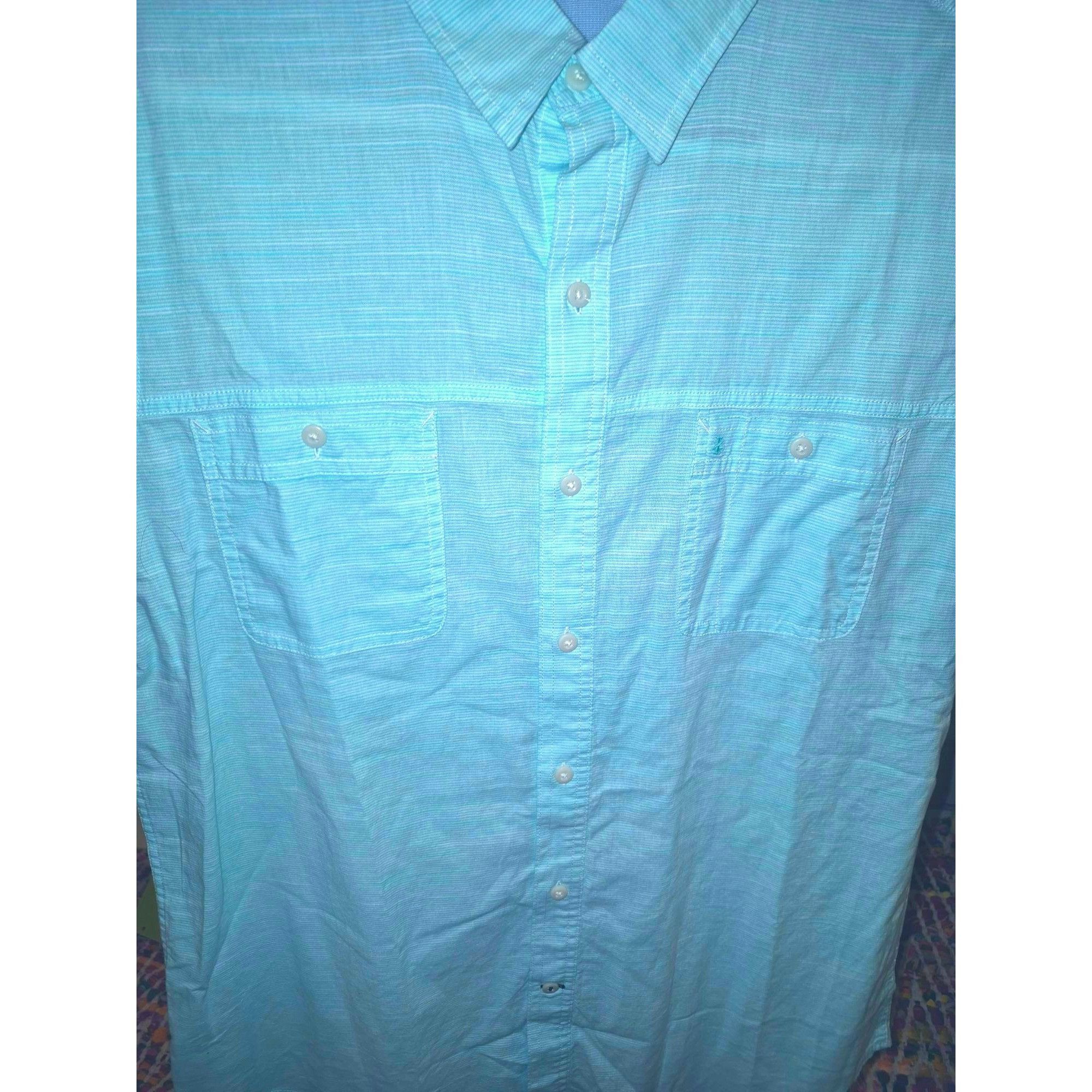 Izod Izod Mens Teal Short Sleeve Button-Up Shirt W/Dual Pockets E Size US L / EU 52-54 / 3 - 5 Thumbnail