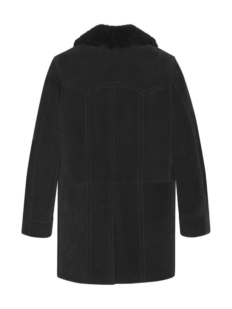 Saint Laurent Paris o1b1hav110625 704179 Double-Breasted Coat in Suede Shearling Size US M / EU 48-50 / 2 - 2 Thumbnail