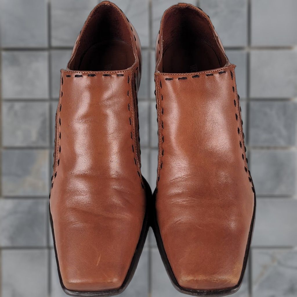 Worthington Worthington Heeled Bootie Shoe Women's 7.5 Leather Brown Square Toe Slip On Block Heel Mid Calf Ankle Bootie Modern Casual Business Size US 8 / IT 38 - 1 Thumbnail