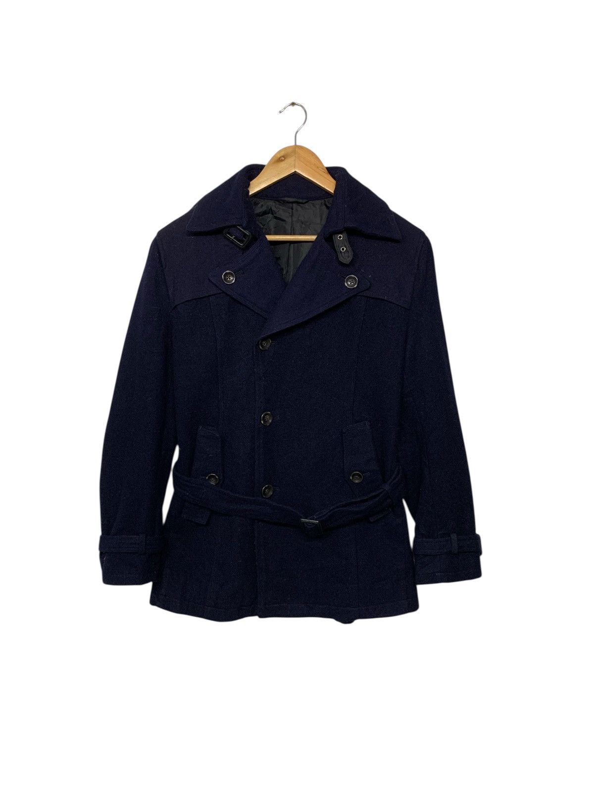 Designer × Japanese Brand × semanticdesign Rare‼️Semantic Design Wool Long Jacket Button Ups Navy Blue Size M / US 6-8 / IT 42-44 - 1 Thumbnail