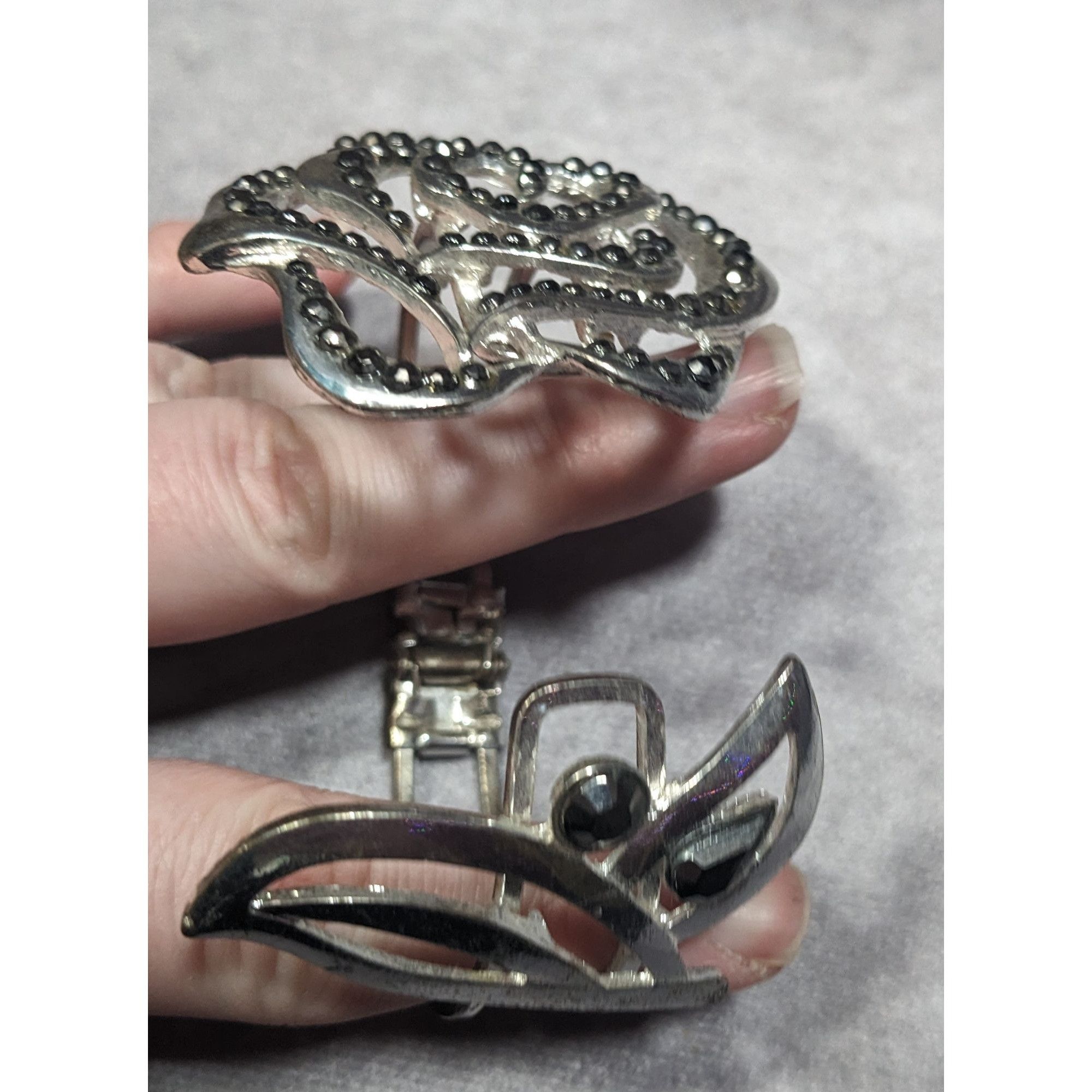 Other Whimsygoth Floral Black And Silver Tone Hinge Bracelet Size ONE SIZE - 12 Thumbnail