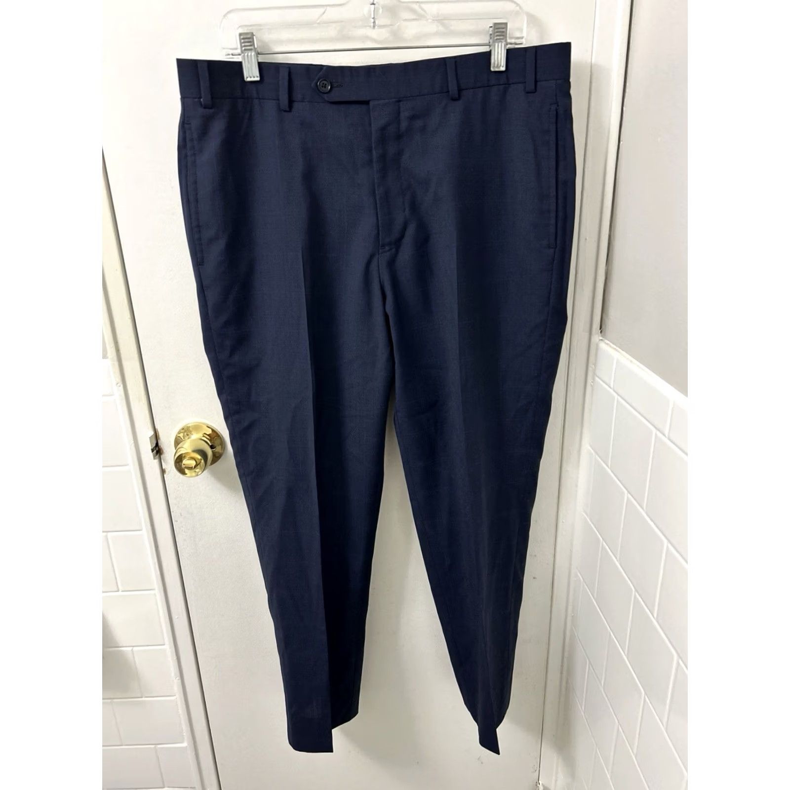 Brooks Brothers Brooks Brothers Dress Pants Mens 36x27 Navy Blue 100% Wool Regent Fit Plaid Zipper Button Flat Front Tailored Women's? Size US 36 / EU 52 - 2 Thumbnail