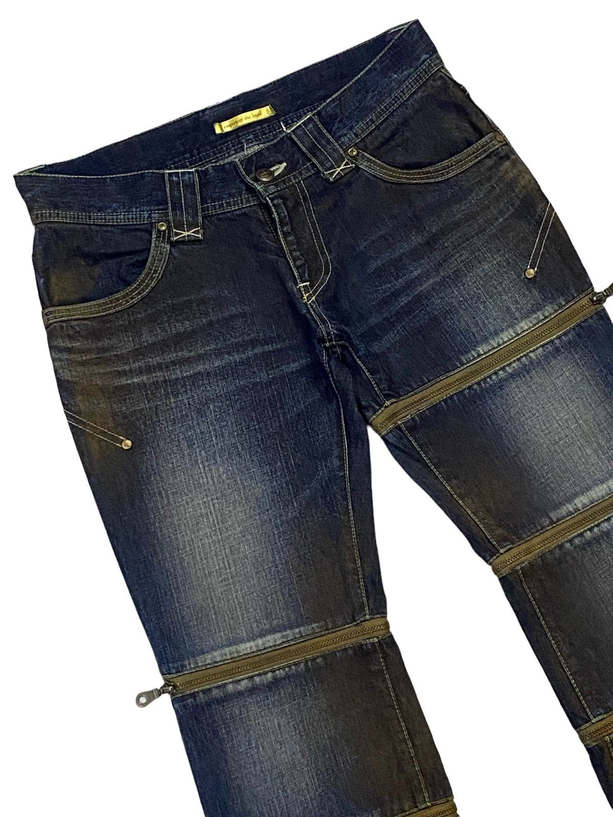 Beauty Beast Rare‼️Empire of the Baal Flare Multi-Zip Denim Jeans Size 30" / US 8 / IT 44 - 15 Thumbnail