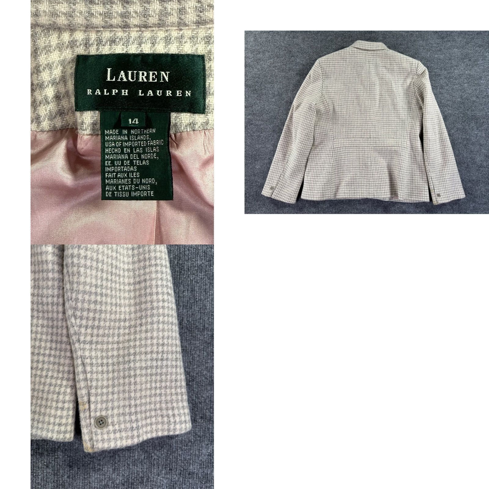 Ralph Lauren VINTAGE Lauren Ralph Lauren Houndstooth Jacket Womens Size 14 Gray Zip Front Collared Size XL / US 12-14 / IT 48-50 - 9 Thumbnail