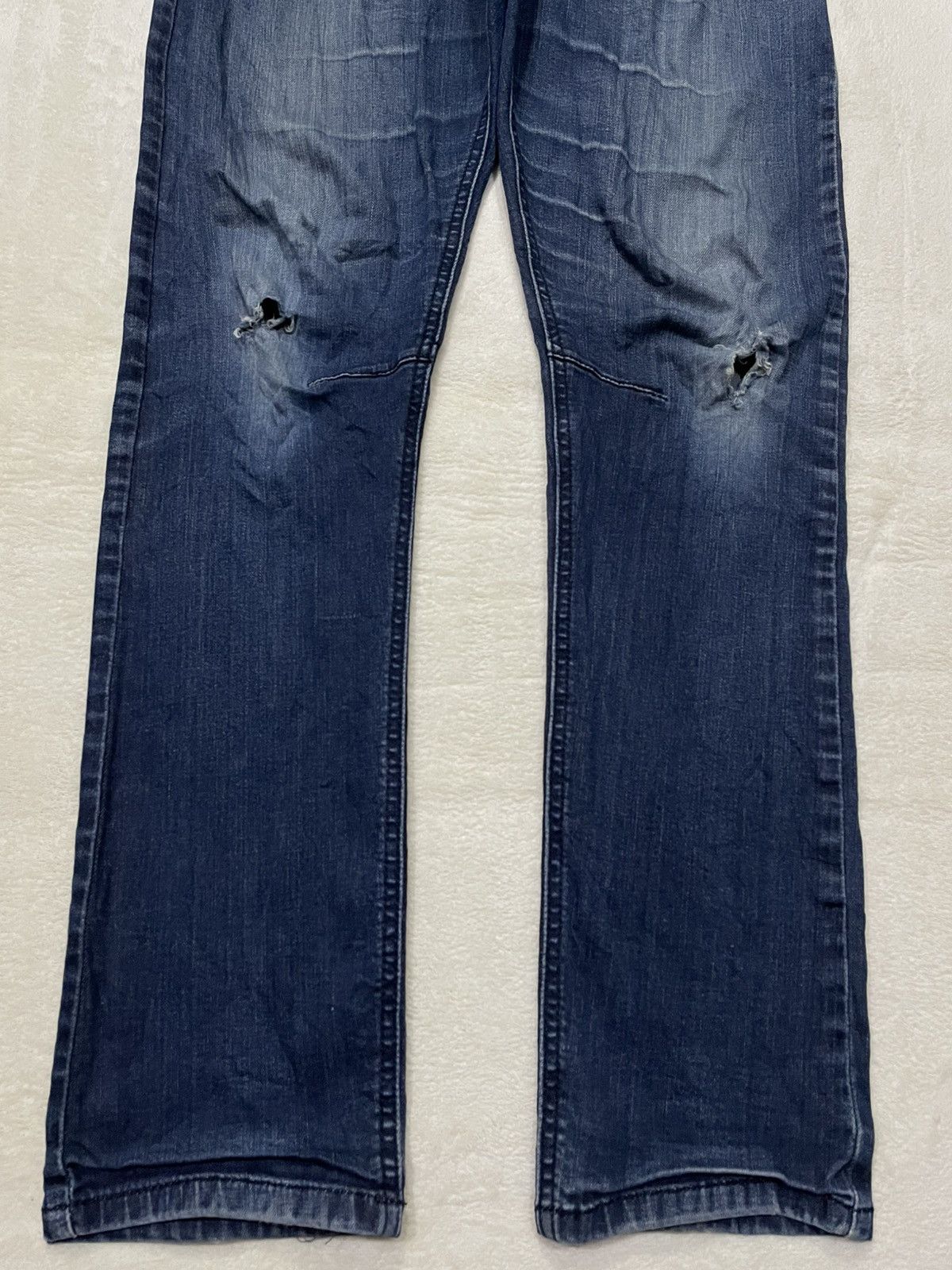 Japanese Brand Vintage KRS Denim Skinny Faded Distress Dark Blue Jeans Size US 33 - 3 Thumbnail