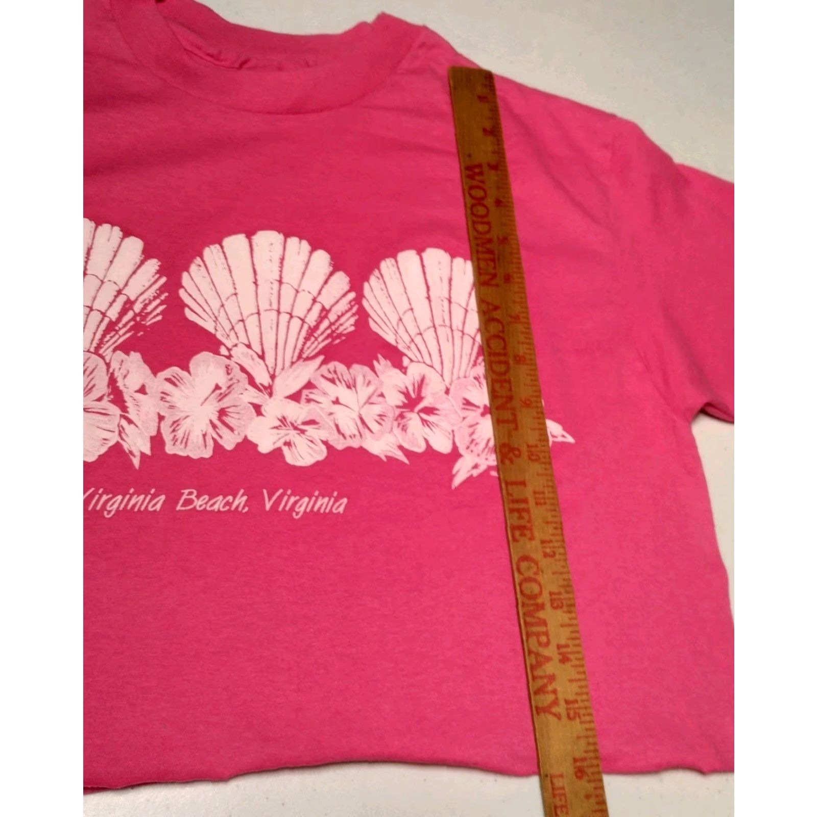 Hanes VINTAGE Hanes Cotton Blend Cropped T-Shirt Women M Pink Virginia Beach Beachy Seashell Graphic Short Sleeve Crew Neck Fall Spring Summer Size M / US 6-8 / IT 42-44 - 5 Thumbnail