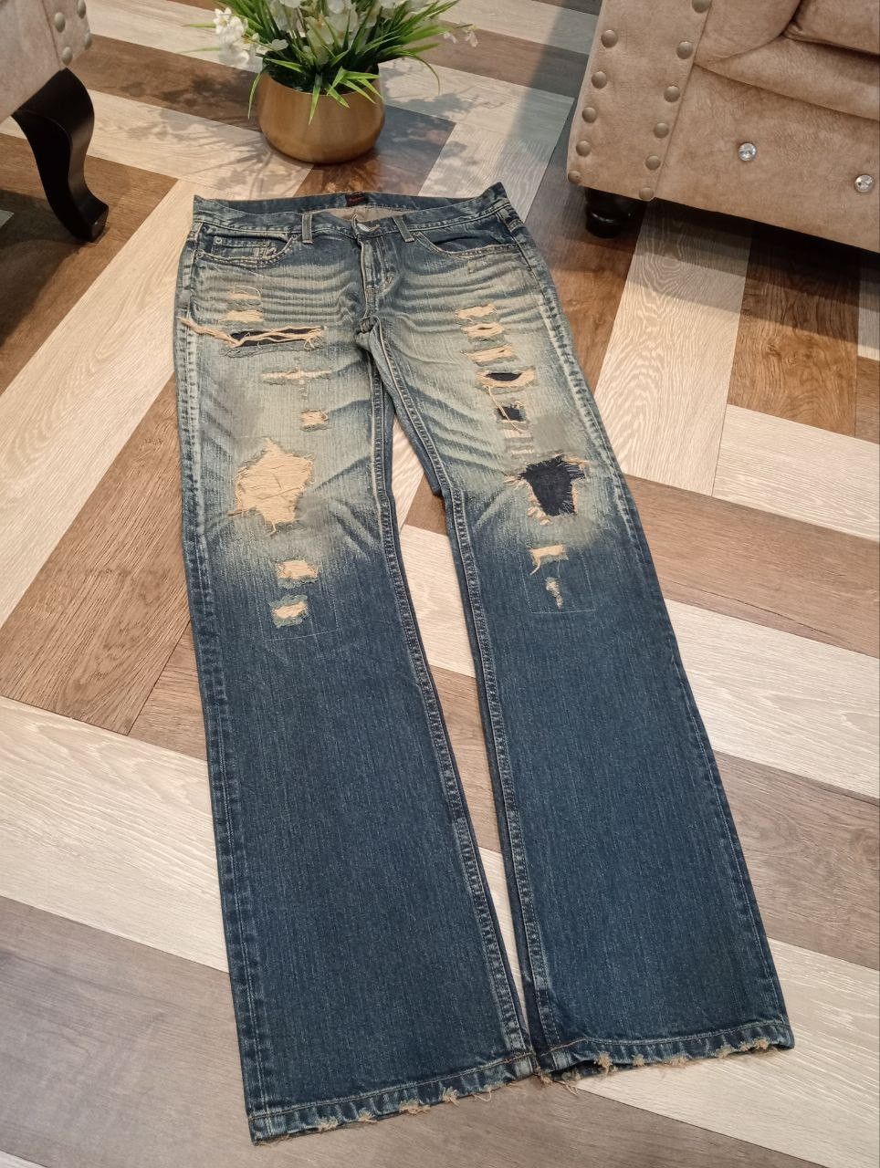 JACKROSE JACKROSE JAPAN BLUE DISTRESSED DENIM PANTS Size US 33 - 3 Thumbnail