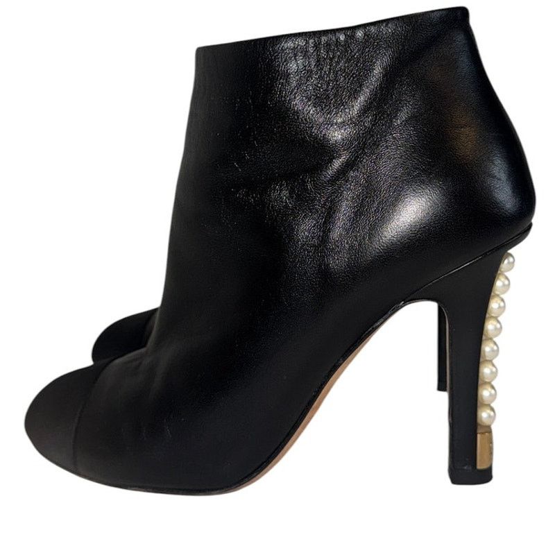 Chanel Chanel Fall Black Leather Metal Pearl Ankle Boots Size 37 Size US 6.5 / IT 36.5 - 3 Thumbnail