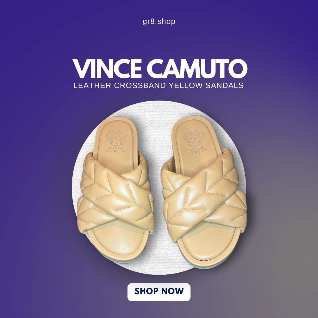 Vince Camuto Vince Camuto Leather Crossband Yellow Sandals Size 7.5 Size US 7.5 / IT 37.5 - 1 Thumbnail