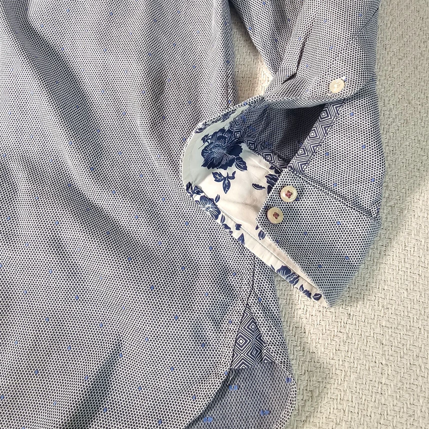 Ted Baker VINTAGE Ted Baker Men's Button Shirt Long Sleeve Collared Geometric Blue Size 15.5 Size US M / EU 48-50 / 2 - 4 Thumbnail