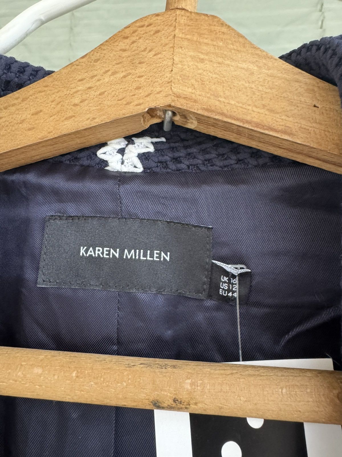 Karen Millen Karen Millen Navy Stripped Textured Jacket Parisian Chic Size L / US 10 / IT 46 - 6 Thumbnail