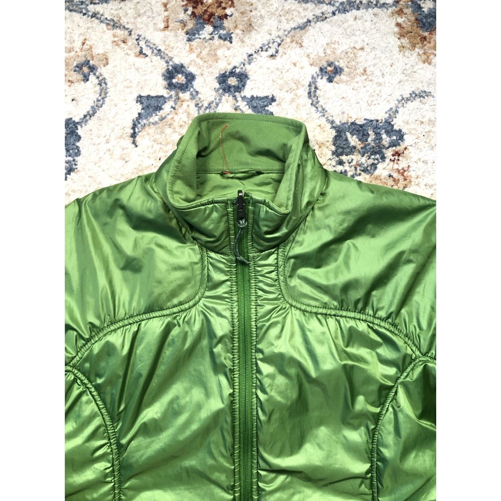 Vintage L.L. Bean Puffer Jacket Womens Large Green Nylon Down Quilted Mid-Length Long Sleeve Zip Coat Size L / US 10 / IT 46 - 2 Thumbnail