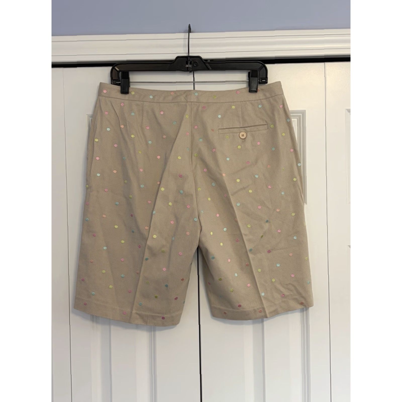 Vintage EP Pro Golf Shorts Women Polka Dot Beige Flat Front 12 Be​ige Athletic Pockets Stretch Golf Tennis Womens Size 34" / US 12 / IT 48 - 2 Thumbnail