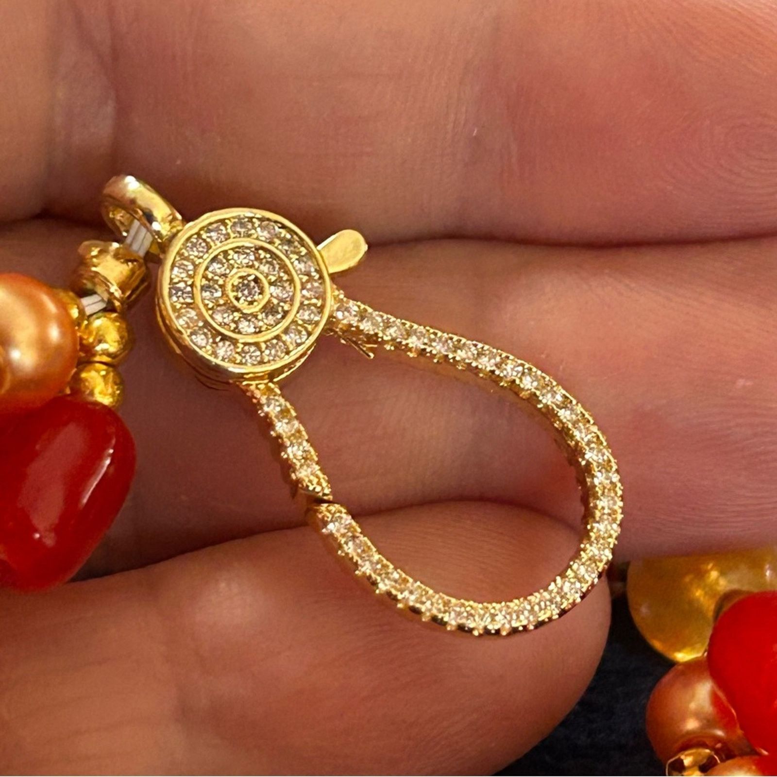 Handmade Handcrafted elegant glam mango twist orange jade bracelet Size ONE SIZE - 6 Thumbnail
