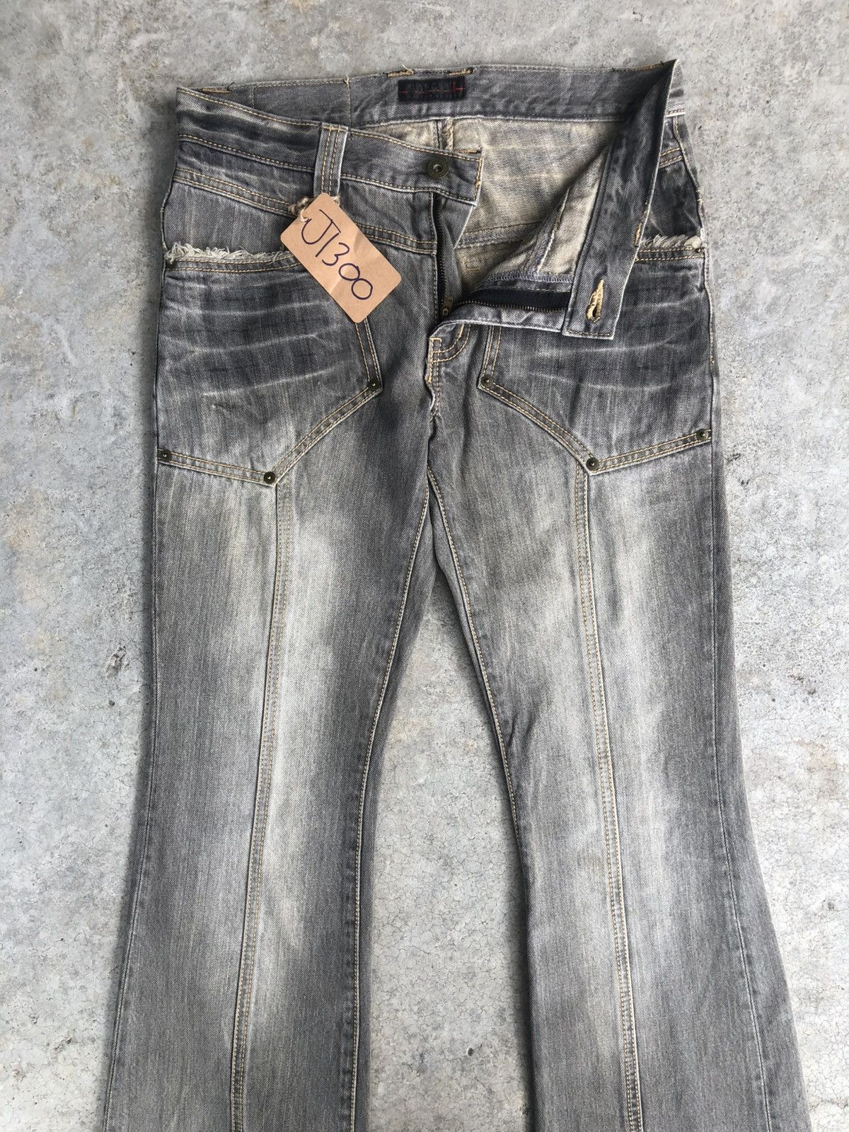 If Six Was Nine Japanese Morgan Homme Flared Jeans Distressed Denim Size US 31 - 3 Thumbnail