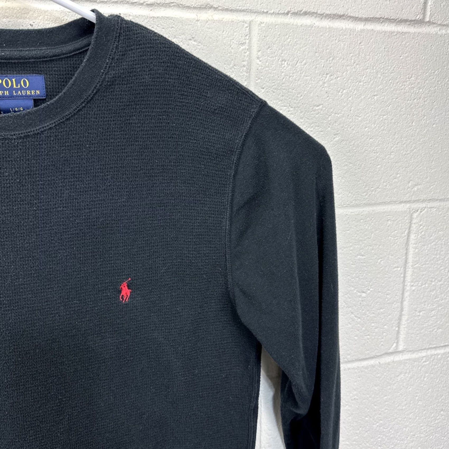 Polo Ralph Lauren Polo Ralph Lauren Thermal Shirt Women’s Large Black Waffle Knit Long Sleeve Tee Size L / US 10 / IT 46 - 5 Thumbnail