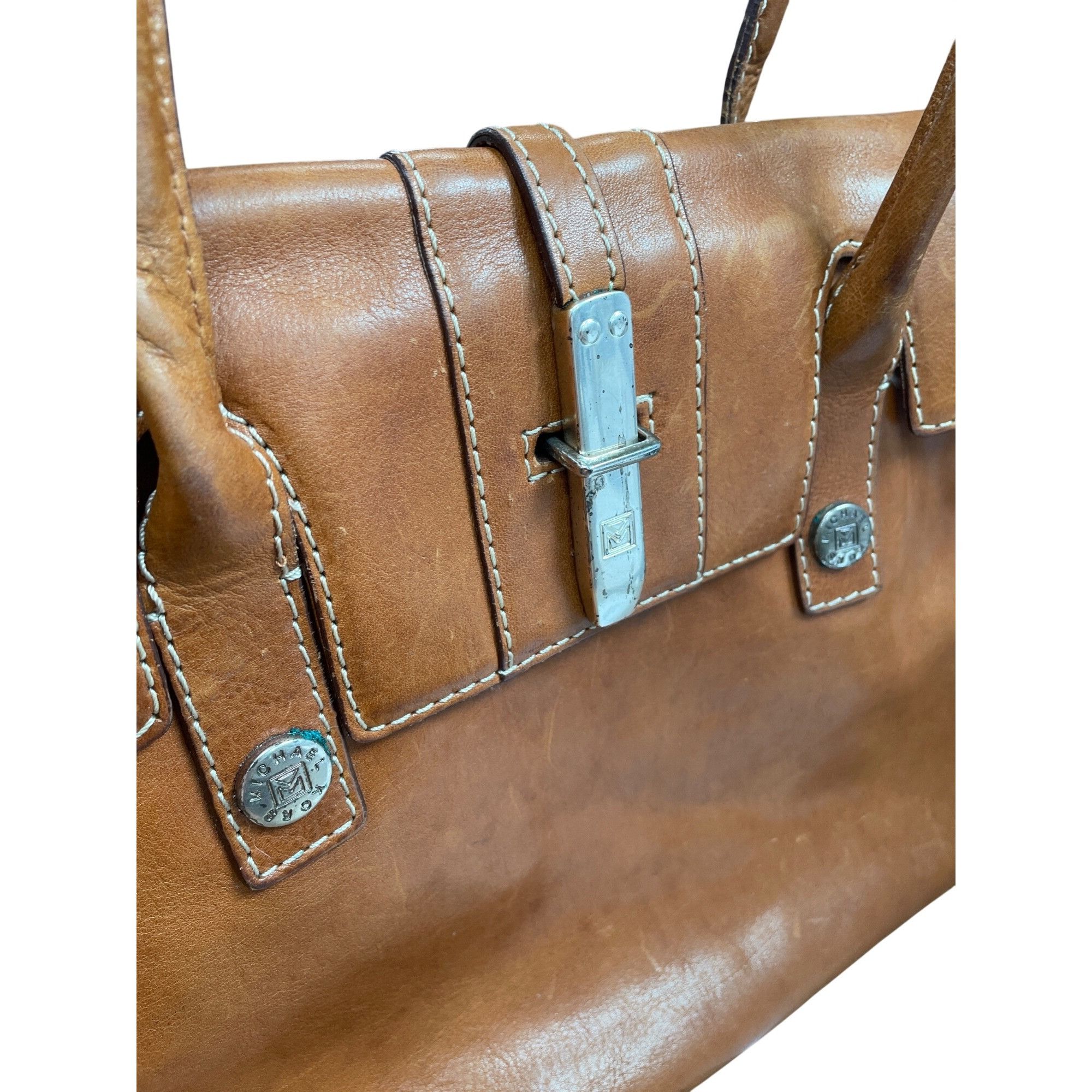 Michael Kors Michael Kors Authentic Brown Leather Satchel Handbag SKU 971 Size ONE SIZE - 3 Thumbnail